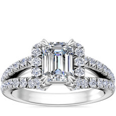 Split Semi Halo Diamond Engagement Ring in Platinum (3/4 ct. tw)